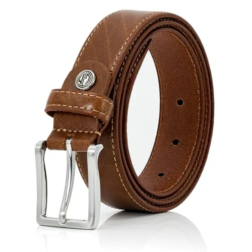 LINDENMANN Gürtel Herren Ledergürtel Herren Gürtel Herren, Rindledergürtel XL bombiert, in 2 Farben, cognac/weiss, Größe/Size:Bundweite 90 cm Gesamtlänge 105 cm W 35.4 M, Farbe/Color:braun