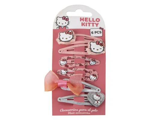 Cerda Haarclip Hello Kitty 6-Stück Haaraccessoire für Alltag & Party, 6-tlg.