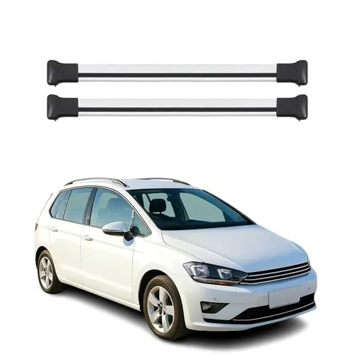 OMAC Dachträger für VW Golf Sportsvan 2014-2019 - Dachgepäckträger aus hochwertigem Aluminium, wasserdicht und abnehmbar, ideal für Fahrräder und Skiausrüstung. Aerodynamisches Design reduziert Windgeräusche und sorgt für Sicherheit während der Fahrt.