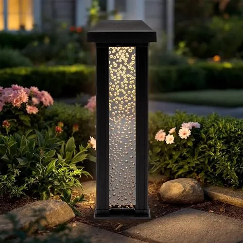LED Solar Gartenstecker im Sprudelsäule Design - 30 cm - Garten Deko Wegeleuchte warm weiß - Beestecker Dekobeleuchtung Solarlampe Gartenlicht Stimmungslicht Outdoor Lampe Blubbles mit Erdspieß