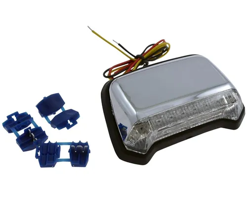 Rücklicht LED Motorrad zum Befestigen auf Fender bzw. Heckplastik, chrom, klar