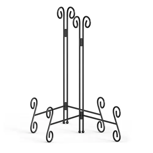 UoYeet Tellerständer, 2er Pack 10 Zoll Tellerhalter zur Ausstellung, Schwarzer klappbarer Eisen-Tischständer für Bild, Buch, Foto-Rahmen und dekorativen Teller