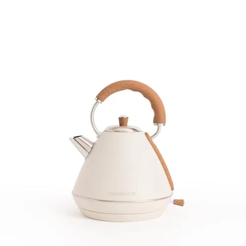 CREATE Wasserkocher ''Retro'' in Creme – 1,7 l mit Edelstahl