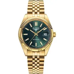 ELYSEE Automatikuhr Herren gold/grün 35 mm - Diese stilvolle Automatikuhr vereint Eleganz und Funktionalität. Mit ihrem modischen Design ist sie das ideale Accessoire für jeden Anlass – ob im Alltag oder zu besonderen Events.