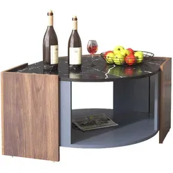 MODFU Couchtisch 96,5x40x63 cm – Marmoroptik mit Stauraum - Moderner Couchtisch in eleganter Marmoroptik und Walnussmaserung. Mit einem großzügigen Ablagefach für eine aufgeräumte Oberfläche – ideal für Bücher und Zubehör.