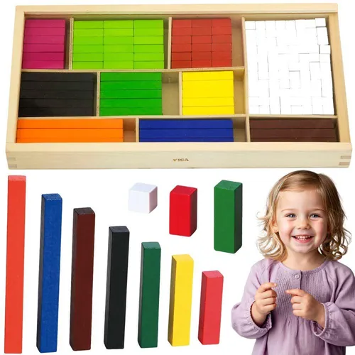 Viga Lernstäbchen aus Holz, mathematische Cuisenaire-Blöcke