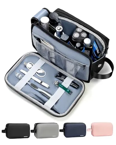 Ckakipee Kulturbeutel für Herren & Damen, Große Kulturbeutel Reisetasche Wasserabweisend, Dopp Kit Rasiertasche Organizer für Urlaub, Fitnessstudio & Badezimmer - Schwarz
