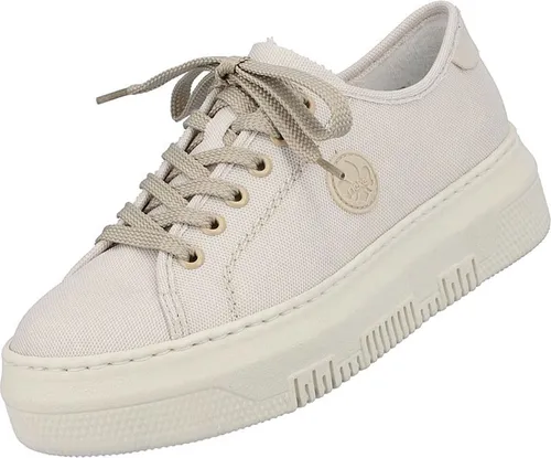 Rieker Sneaker - Kreide/Creme Synthetik Größe 38 - Sneaker für Damen mit ultraleichter Plateau-Sohle, ideal für den ganzen Tag. Robustes Canvas sorgt für hohen Tragekomfort und eine perfekte Passform dank Schnürung.