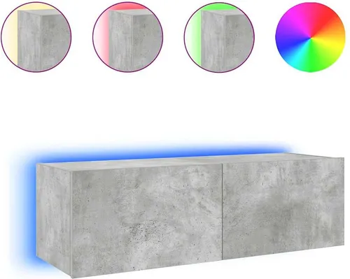 vidaXL TV-Wandschrank mit LED-Leuchten in Betongrau