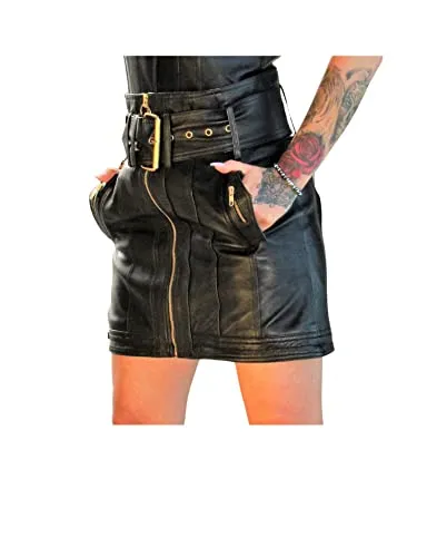 A-Style Lederrock in ECHT-Leder mit breitem Gürtel (M) von Be Noble