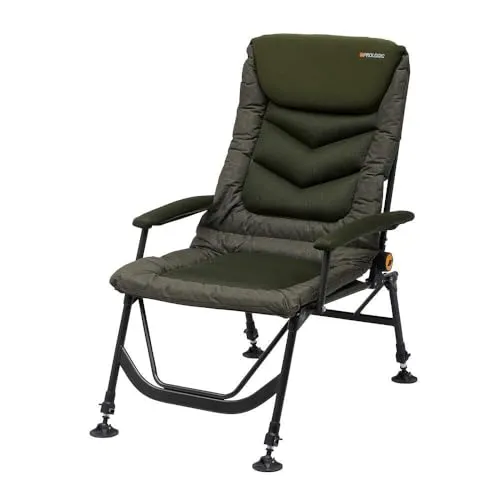 Prologic Inspire Daddy Long Recliner Chair mit Armlehnen - Idealer Angelstuhl - Camping-Stuhl für Angler mit verstellbarem Rücken und abnehmbaren Armlehnenbezügen, leicht und bequem für stundenlanges Angeln.