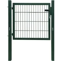 vidaXL 2D Zauntor Grün 106x130 cm - Robustes Gartentor - Gartenzäune: Hochbelastbares, pulverbeschichtetes Stahlzauntor mit sicherem Schloss, ideal für einen modernen und stabilen Eingang zu Ihrem Garten.