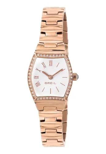 Breil Uhr Damen Barrel Ziffernblatt Weiss Bewegung NUR Zeit Quartz e Bracelet Farbiger Stahl PINK TW1804