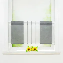Kurzgardine scheibengardine, Grau, Weiß, Textil, Streifen, 90x45 cm, ohne Technik, Wohntextilien, Gardinen & Vorhänge, Fertiggardinen, Scheibengardinen