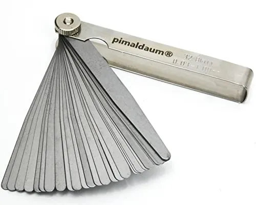 PIMALDAUM Fühlerlehre aus Manganstahl – 13/17 / 20/28 / 32 Blätter – Präzisions-Lehre für mechanische Einstellungen – 1 Stück (Metall, 32 Klingen/Blades)