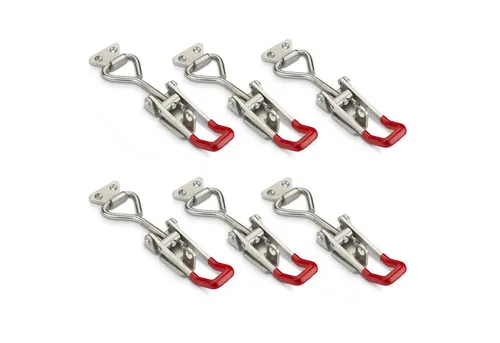 SO-TECH® Kastenriegelschloss Spannverschluss, verstellbarer Schnellspanner M8 - Türzusatzschlösser mit Haltekraft von 600 kg und abschließbarer Funktion - ideal für sichere Anwendungen. 6er Set inklusive Spannverschlüssen und Gegenhaken.