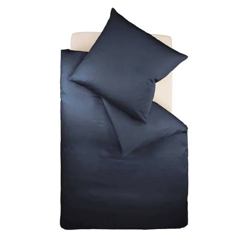 fleuresse Mako-Satin-Bettwäsche colours nachtblau 6544 - Bettwäsche-Set aus hochwertigem Mako Satin, mercerisiert und supergekämmt, für einen edlen Glanz und weichen Griff. Pflegeleicht und bis 60°C waschbar, ideal für stilvolle Schlafzimmer.