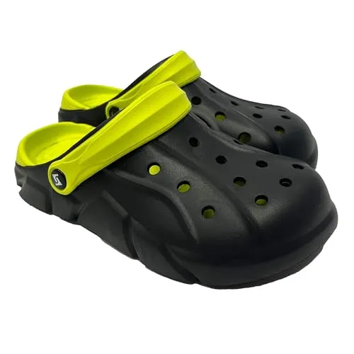 Scheibler Workwear Clogs Markelo für Herren – Leichte Gartenschuhe in Schwarz/Limette - Clogs & Pantoletten für Herren mit rutschfester Sohle für optimalen Halt und hohem Tragekomfort. Ergonomisches Design und verstellbarer Fersenriemen für individuelle Anpassung.