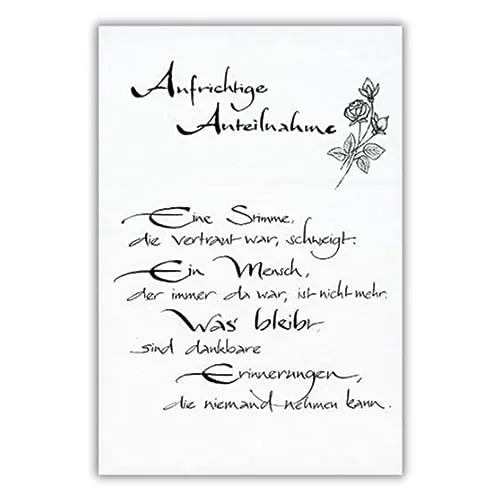 bsb Trauerkarte zur Beerdigung - liebevolle Beileidskarten mit Umschlag - Grußkarten zur Beerdigung, edel gestaltet mit einem einfühlsamen Spruch. Trösten Sie Trauernde mit FSC-zertifizierten Karten, die Mitgefühl ausdrücken.