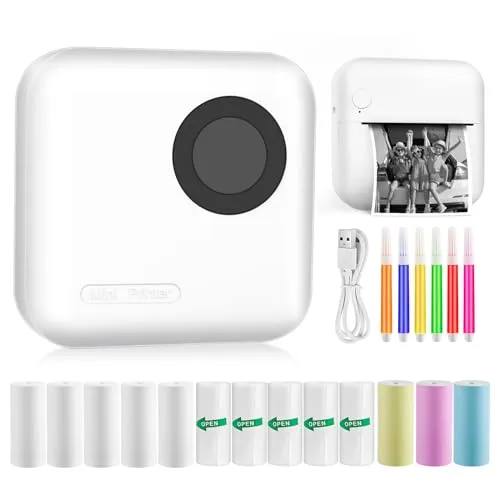 GuKKK Mini Drucker - Tragbarer Fotodrucker für Smartphones - Tragbarer Fotodrucker mit Bluetooth-Verbindung und umweltfreundlicher Thermodrucktechnologie. Ideal für Fotos, Notizen und Erinnerungen - perfekt für unterwegs!