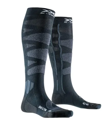 X-Socks Ski Control 4.0 Advanced Ski Socks für Fortgeschrittene und Anfänger, mit Hi-Tech-Garnen für verbesserte Leistung und Sicherheit - Schwarz/Charcoal, 45-47