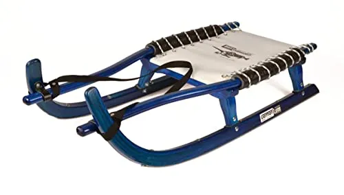 Freizeitrodel German Luge 115 blau mit Lenkriemen - Der Freizeitrodel German Luge 115 in Blau bietet sicheren Fahrspaß mit robustem Lenkriemen aus Gurtband, ideal für winterliche Abenteuer im Schnee.