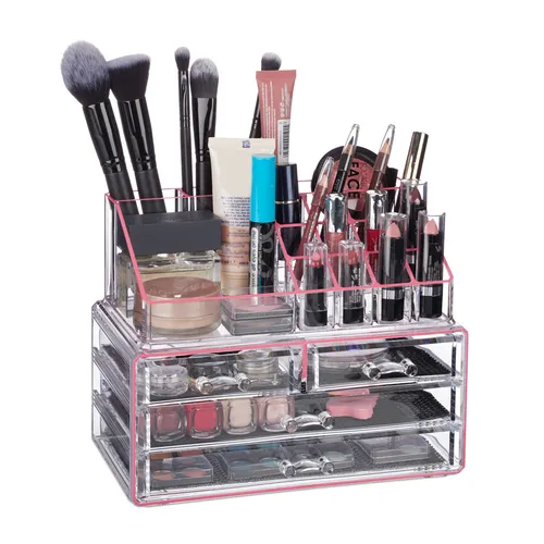 Make up organizer Schminkständer Acryl Aufbewahrung 4 Schubladen transparent