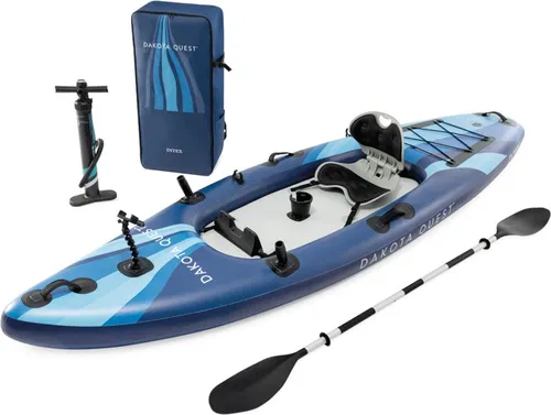 Intex Dakota Quest Sit-On-Top Kajak 320x89x20cm - Das Intex Dakota Quest Sit-On-Top Kajak bietet Stabilität und Komfort für Freizeitpaddler. Mit einer Tragkraft von bis zu 160 kg und rutschfester Standfläche ist es perfekt für entspannte Ausflüge auf Seen und ruhigen Flüssen.
