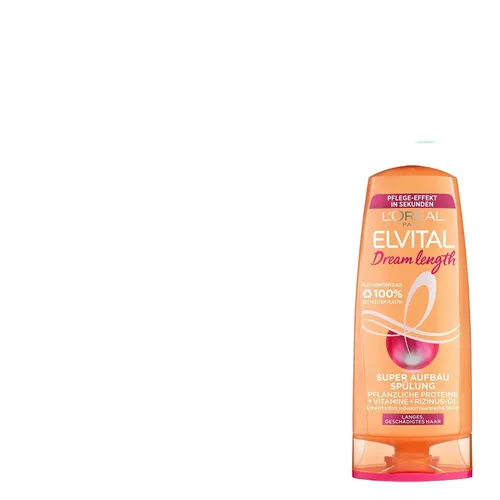 L'Oréal Paris Elvital Dream Length Conditioner gegen Spliss - Haarspülung für brüchiges Haar mit Rizinus-Öl, stärkt und regeneriert Haarlängen und Spitzen, ideal für traumhaft lange Haare.