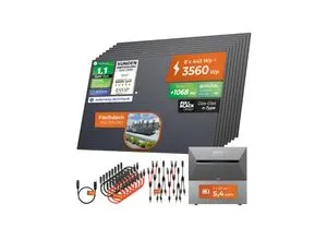 Solarway® All In One Balkonkraftwerk 3560W mit Speicher - Komplettes Balkonkraftwerk-Set mit 445W bifazialen Solarmodulen und 5,4 kWh Anker SOLIX 3 PRO Speicher. Ideal für effiziente Energieversorgung zu Hause.