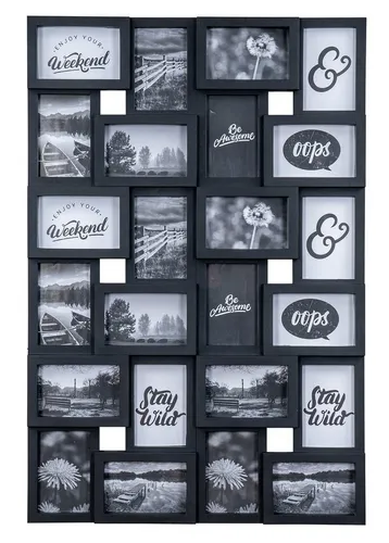 Levandeo® Bilderrahmen Collage 24 Fotos, Schwarz - Bilderrahmen Collage für 24 Fotos im Format 10x15cm, ideal für kreative Wandgestaltungen und zur Präsentation Ihrer schönsten Erinnerungen.