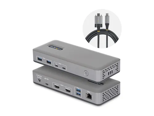 StarTech.com USB-C Dock mit 2x HDMI 4K60 und 1GbE - Vielseitige Laptop-Dockingstation mit 100W Power Delivery, ideal für effizientes Arbeiten mit mehreren Monitoren und schneller Netzwerkverbindung.