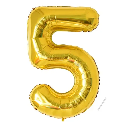 Geburtstag zahlen luftballon 5 jahre | Gold Folienballon 3 XXL -Riesen Folienballon in 40