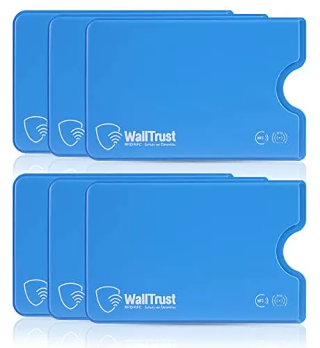 WallTrust RFID NFC Blocker Hartplastik Schutzhülle - 7 Stück - Kartenschutzhülle für Kreditkarten Ausweis - hellblau - Sicherheit gegen Datenklau Kartenhülle und EC Karten Bankkarten