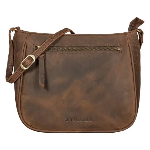 STILORD Samira Handtasche Leder Frauen zum Umhängen Vintage Umhängetasche für Damen-Tasche Abendtasche Elegante Echtleder Tasche Farbe:Zamora - braun