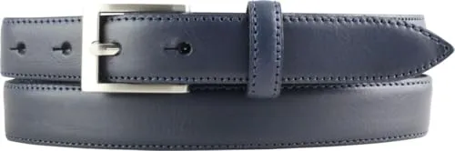 BELTINGER Gürtel aus Vollrindleder 2,5 cm | Schmaler Gürtel für Herren und Damen 25mm | Bombierter Ledergürtel | Marine 105cm