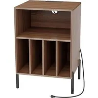 Costway Plattenspieler-Ständer mit Ladestation Beistelltisch Braun