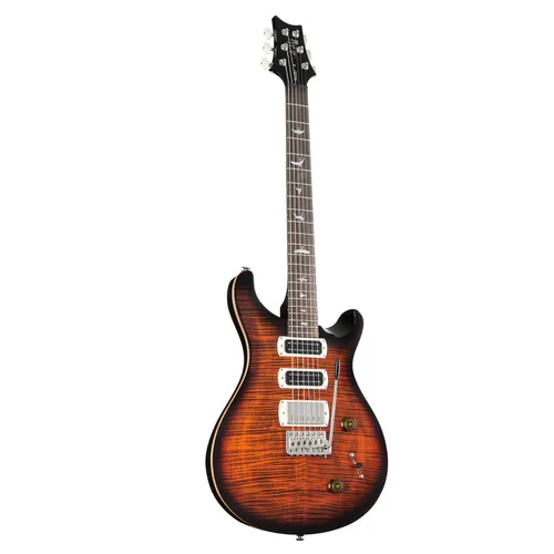 PRS SE Studio RW Orange Tiger Smokeburst E-Gitarre - Vielseitige E-Gitarre mit Mahagoni-Korpus und massiver Ahorndecke. Perfekt für Studioaufnahmen dank dreier hochwertiger Pickups und klassischem Tremolo. Inklusive Gigbag für sicheren Transport.