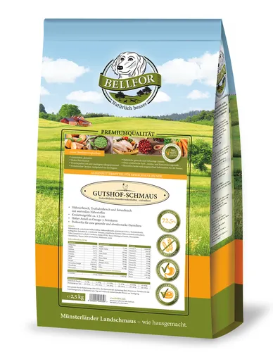 Bellfor Hundefutter Trocken mit Ente Huhn Truthahn Gutshof-Schmaus 2,5 kg