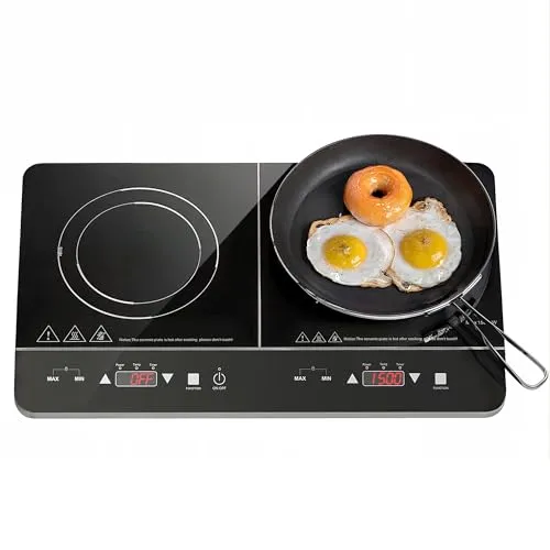 HOMCOM Induktionskochfeld 2 Platte Tragbar - Kochfeld für effizientes Kochen mit 2 unabhängigen Kochzonen, 10 Temperaturstufen und Kindersicherung. Ideal für kleine Wohnungen und kompaktes Kochen.