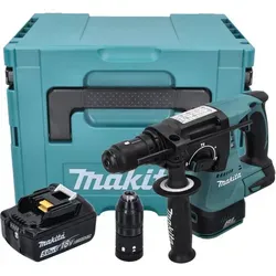 Makita DHR 243 T1J Akku Bohrhammer 18 V - Vielseitiger Akku-Kombihammer für Bohren, Hammerbohren und Meißeln. Mit 5,0 Ah Akku, kompaktem Design und bürstenlosem Motor für zuverlässige Leistung.