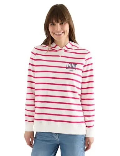 Cecil Damen Sweatshirt mit Kapuze und Chestprint - Stylisches Sweatshirt für Damen mit Kapuze und modischem Chestprint. Ideal für einen lässigen Look, perfekt für Freizeit und Sport.