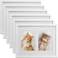 Bomoe Galeria Bilderrahmen 2 Bilder 13x18cm Weiß 6tlg - Stilvolles Bilderrahmen-Set aus MDF-Holz und bruchsicherem Kunststoffglas. Inklusive Passepartouts für individuelle Gestaltung. Perfekt für Fotos, Kunstwerke und Erinnerungen!