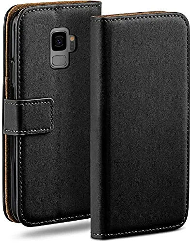 moex Book Case für Samsung Galaxy S9 Handyhülle mit Kartenfach, Hülle klappbar 360 Grad Schutzhülle, Klapphülle Flip Case Cover, PU Leder Handytasche Lederhülle, Schwarz