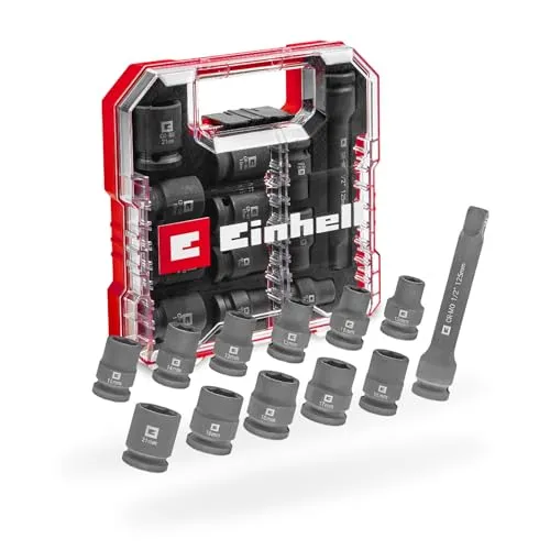 EINHELL Impact Stecknuss-Set 109283, 12-teilig - Schraubenschlüssel Set mit 12 präzisen Stecknüssen, ideal für professionelle Anwendungen und Heimwerkerprojekte.
