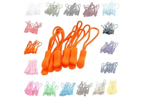 maDDma Reißverschluss 10 Zipperschlaufen Reißverschlussanhänger Verlängerung Farbwahl, orange