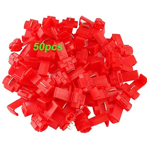QitinDasen 50Pcs Rot Abzweigverbinder, Stromdiebe Schnellverbinder, Kabelabzweiger Quickverbinder, Draht Kabelstecker Schloss Terminal