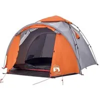 vidaXL Kuppel-Campingzelt für 3 Personen - Grau und Orange mit Quick-Release-System - Praktisches Campingzelt für 3 Personen: Wasserdicht, winddicht und mit Quick-Release-System für einfachen Aufbau. Ideal für Abenteuer in der Natur.