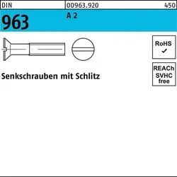 Senkschraube DIN 963 Schlitz M3x 50 A 2 500 Stück