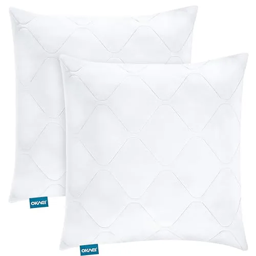 Okaei Kopfkissen 80x80 cm 2er Set | Großes Füllkissen mit Mikrofaser Bezug | Waschbar bei 60°C & Oeko-TEX Zertifiziert | Weiches Allergiker Kissen für Schlafzimmer